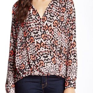 Yoana Baraschi faux wrap blouse medium cheetah print euc